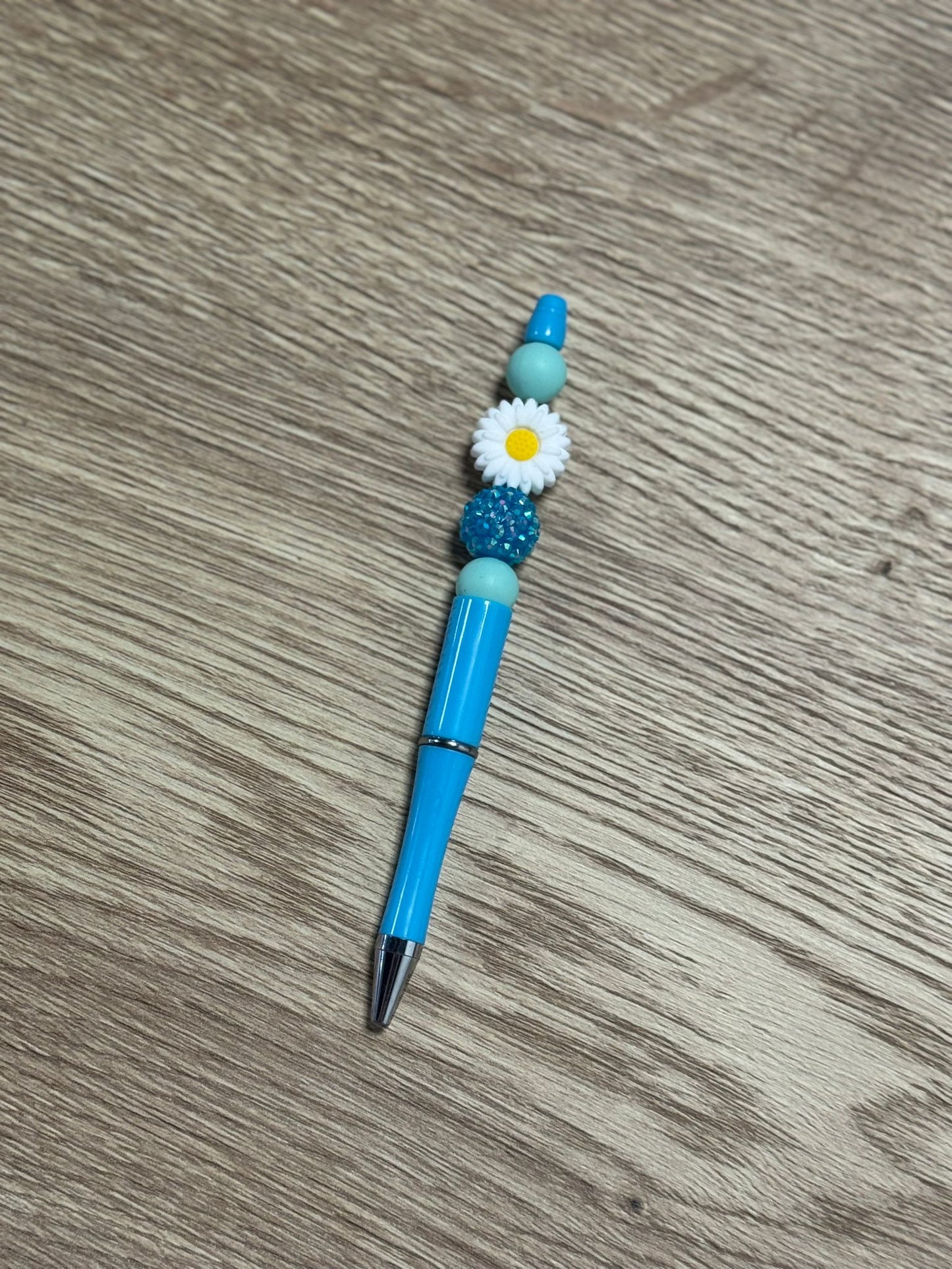 Pen met bloemetje (blauw)