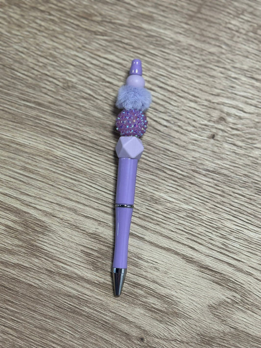 Pen met ponpon (paars)